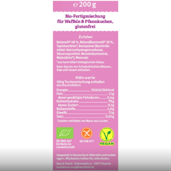 Bio Waffeln und Pfannkuchen Backmischung - glutenfrei - vom Bauckhof - Produktbeschreibung